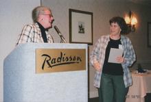 Betsy Eldridge (GBW Pres) and Louise Kuflik (retiring GBW Secretary)